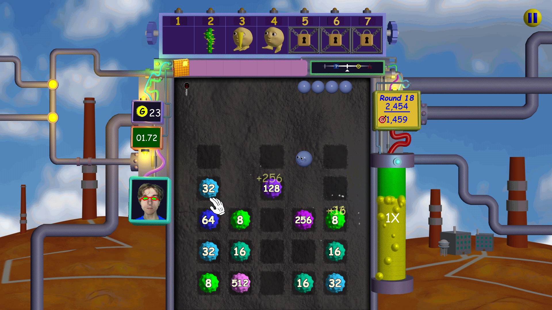 Exemple d'une partie de Nubby's Number Factory